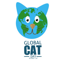 Global cat day October 16 Vector illustration, holiday concept, suitable for banner, poster or card