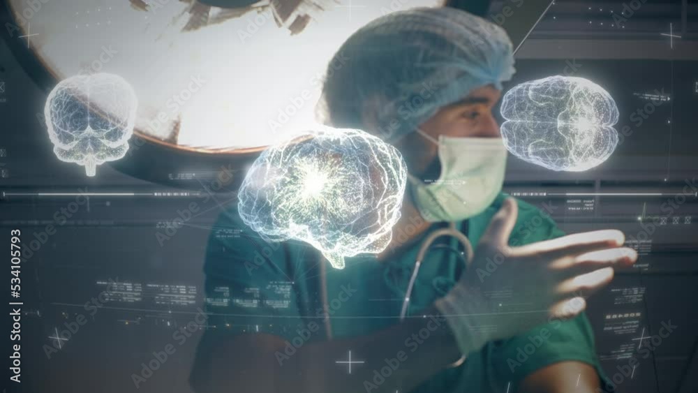 Aufkleber Advance head up display of virtual holographic biomedical brain neuron pathology and diagnostic scan