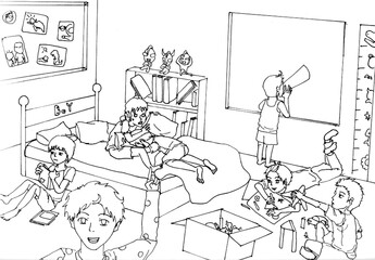 Obraz na płótnie Canvas children playing in the classroom