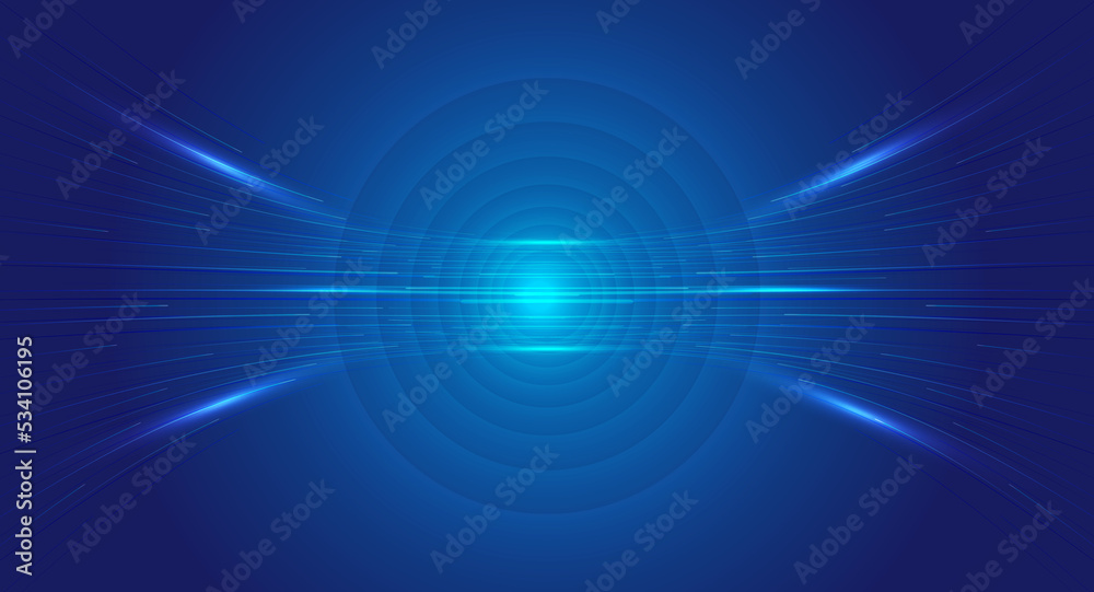 Poster collision of luminous lines with swirled internet tech background