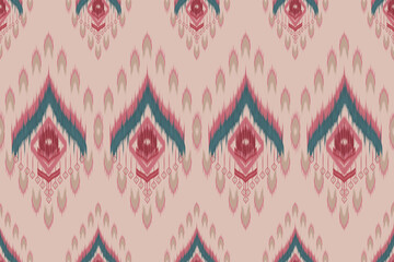 Fototapeta Ikat geometric folklore ornament with tribal ethnic seamless striped pattern Aztec style. oriental pattern traditional Design for background, clothing, wrapping, Batik, fabric, illustration. obraz