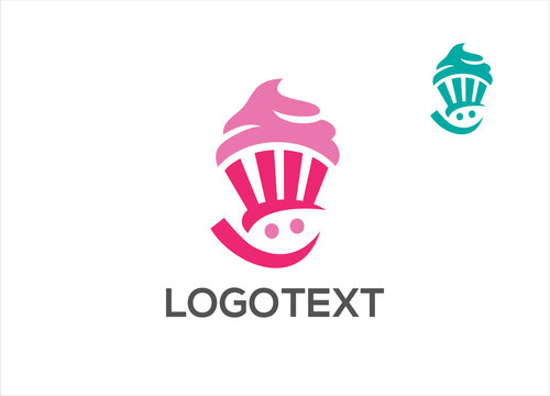 Happy Cupcake Hand logo icon design [vector]