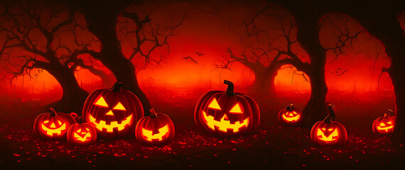 Fototapeta premium Artistic painting concept of Halloween background, Natural color, digital art style, illustration painting. Creative Design, Tender and dreamy design.