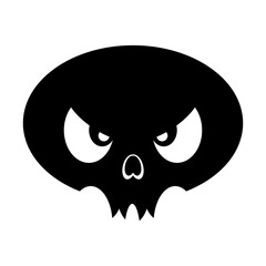 Black cartoon skull icon. Comic style illustration. Horror or Halloween  illustration isolated on white background. Vector EPS 10