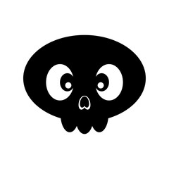 Black cartoon skull icon. Comic style illustration. Horror or Halloween  illustration isolated on white background. Vector EPS 10