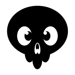 Black cartoon skull icon. Comic style illustration. Horror or Halloween  illustration isolated on white background. Vector EPS 10