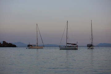 Beautiful blue Skala beach near Preveza summer Greek traveling modern background high quality big size print