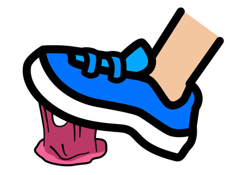 recommend clip art: A Cartoon of Foot Stepping on Chewing Gum