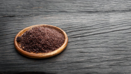 Hawaiian red salt in a bowl on surface