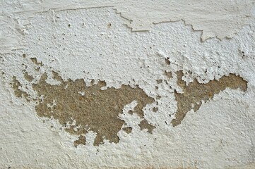 Peelings from white old vintage retro damage stained wall surface background backdrop wallpaper banner