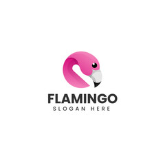 Obraz premium Vector Logo Illustration Flamingo Gradient Colorful Style