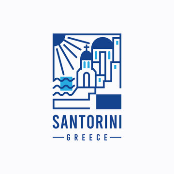 Santorini greece monoline logo design