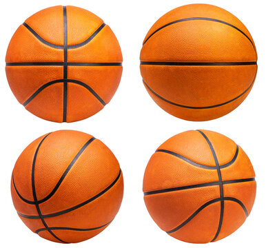 Collection of  Basketball full details isolated on white background, Basketball sports equipment on white PNG file.