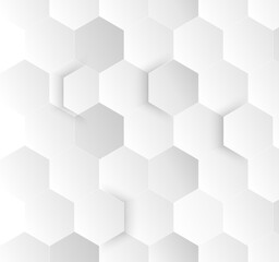 white hexagon background honeycomb light grey structure view silver cube