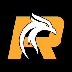 letter r eagle head logo vector 