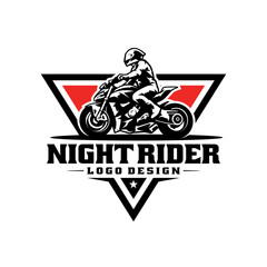 biker riding motorcycle logo vector