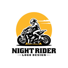biker riding motorcycle logo vector