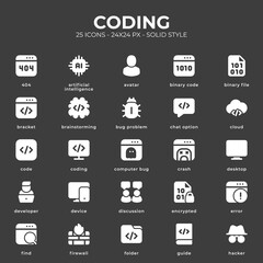 Coding Icon Pack With Black Color