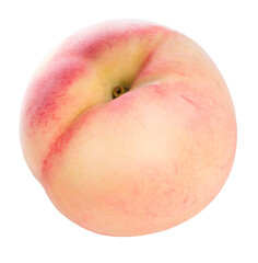 Pink Peach fruit isolated on white background, Fresh White Peach on White Background PNG file.