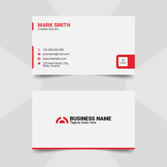 Red and White Corporate Business Card Template