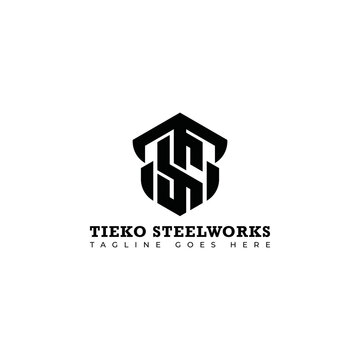 Abstract initial letter TS or ST logo in black color isolated in white background applied for construction company logo also suitable for the brands or companies have initial name ST or ST.