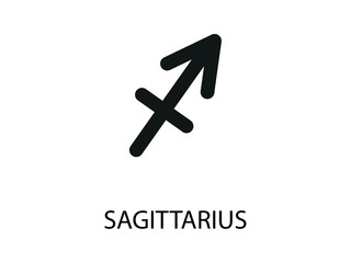 Sagittarius Symbol of the Horoscope. Zodiac Sign. Vector illustration of black Astrological signs 
for calendar, horoscope isolated on a background