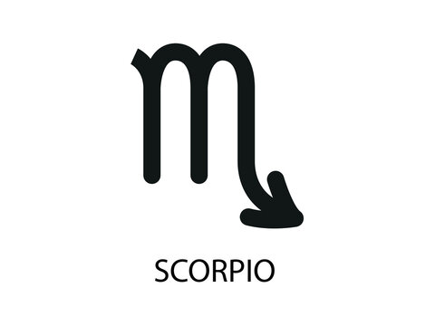 Scorpio Symbol of the Horoscope. Zodiac Sign. Vector illustration of black Astrological signs 
for calendar, horoscope isolated on a background