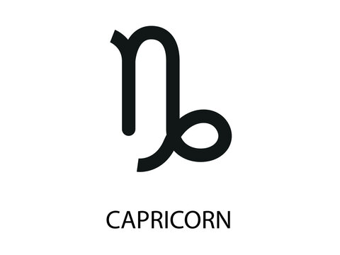Capricorn Symbol of the Horoscope. Zodiac Sign. Vector illustration of black Astrological signs 
for calendar, horoscope isolated on a background