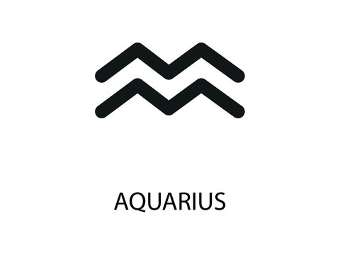 Aquarius Symbol of the Horoscope. Zodiac Sign. Vector illustration of black Astrological signs 
for calendar, horoscope isolated on a background