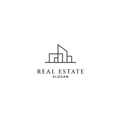 Real estate, house, building construction Logo design vector template