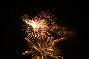 Fireworks going off during the Festival of the Hills Firewroks show in Rochester Hills, Michigan