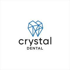 Fototapeta premium Diamond Dental Logo. Crystal Tooth Symbol for Modern Dentistry, Orthodontic Clinic, or Whitening Treatment. Clean Medical Vector Design with Smile Icon, Oral Care Concept