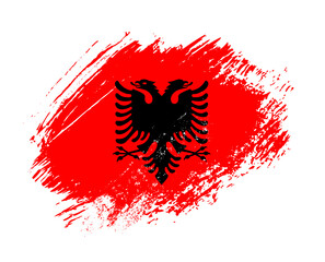Shiny sparkle brush flag of Albania country with stroke glitter effect