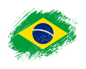Shiny sparkle brush flag of Brazil country with stroke glitter effect