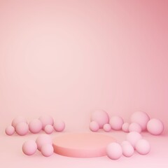 3D ステージ　球　背景　ピンク