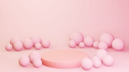 3D ステージ　球　背景　ピンク