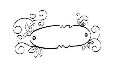 Unique floral frame. Hand Drawn floral frame. Vintage decorative frame