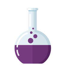 laboratory filled with liquid. chemistry flasks