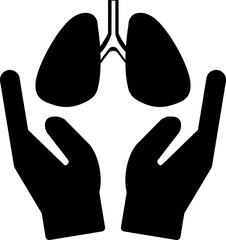 Protect lungs symbol, medical icon, transparent backgrounds