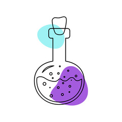 Flask with potion in the style of line art