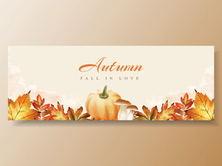 greetings card template with hand drawn autumn leaves