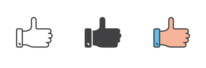 Fototapeta premium Thumb up, like gesture different style icon set