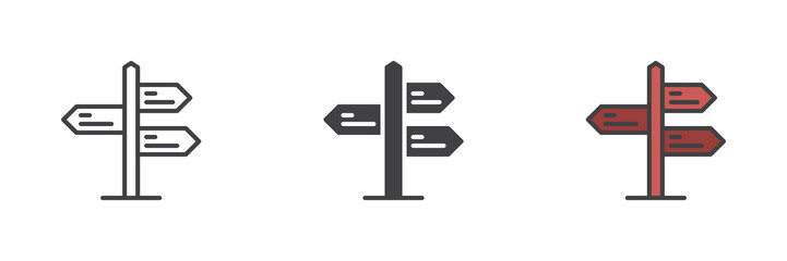 Signpost different style icon set © alekseyvanin