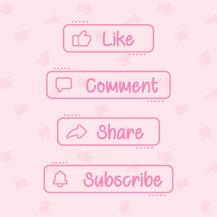 Fun Subscribe button icon in Aesthetic Pink style