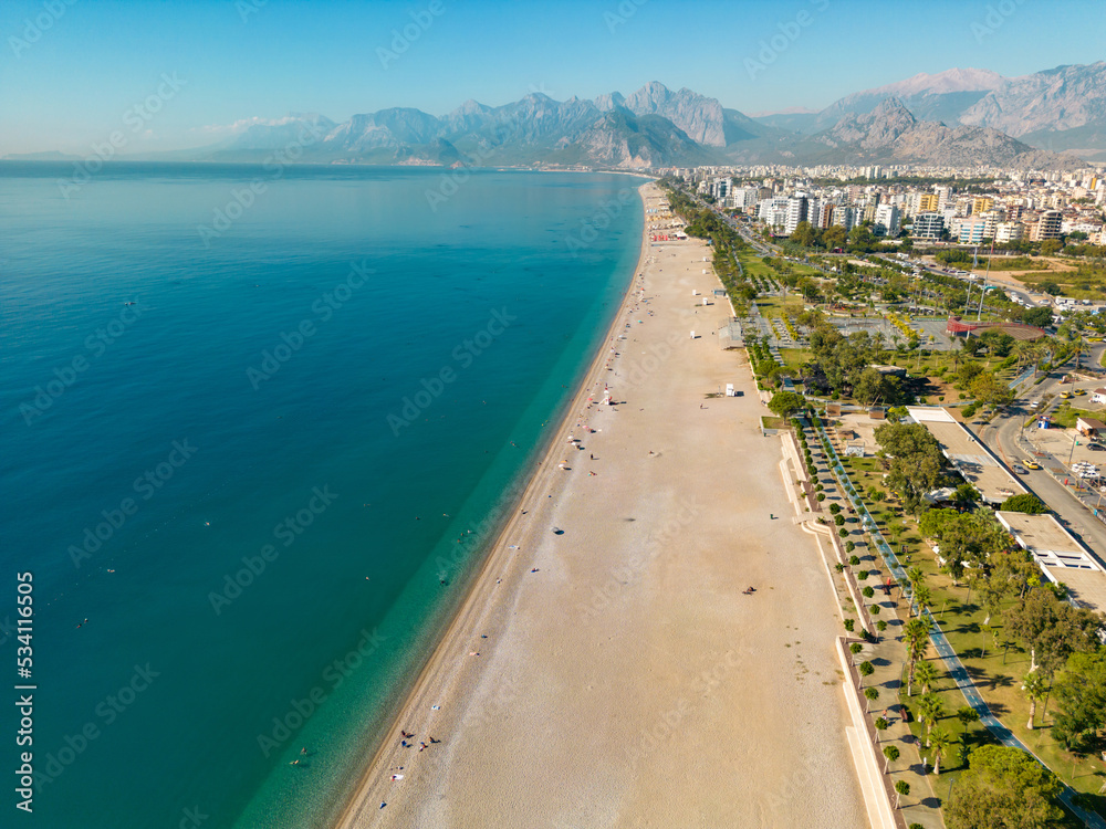 Sticker Aerial drone photo of Antalya Konyaalti beach and cliffs - Stickers