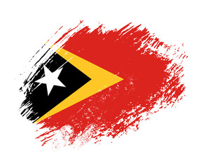 Shiny sparkle brush flag of Timor Leste country with stroke glitter effect