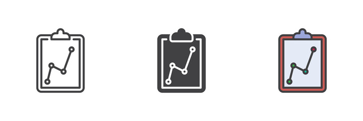 Statistics graph different style icon set