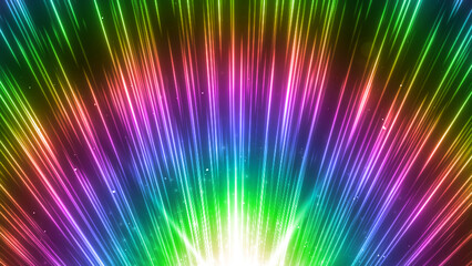 虹色　集中線　流線　勢い　カラフル　放射　放射状　円形　鋭い　集中　中央 - obrazy, fototapety, plakaty