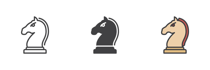 Knight chess different style icon set