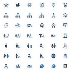 Business management icons set vector graphic illustration